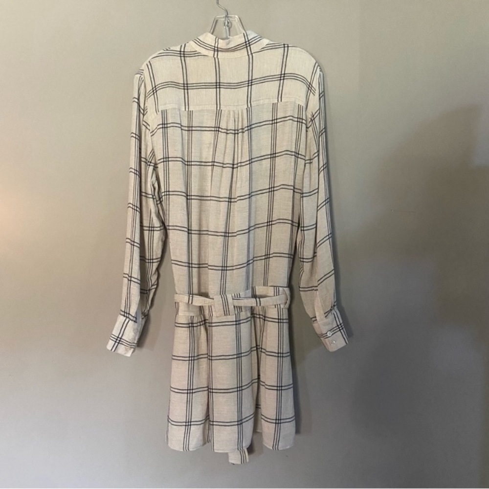 New! Reiss Sasha long sleeve plaid check dress grey white 2839 - Picture 3 of 14